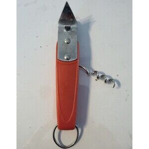 Vintage Ekco Bottle Opener Retractable Corkscrew Wine Opener- Orange Made in USA